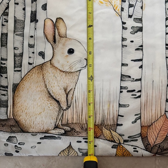 Rabbit and Birch Tree Print Pillow Cover - Picture 2 of 5
